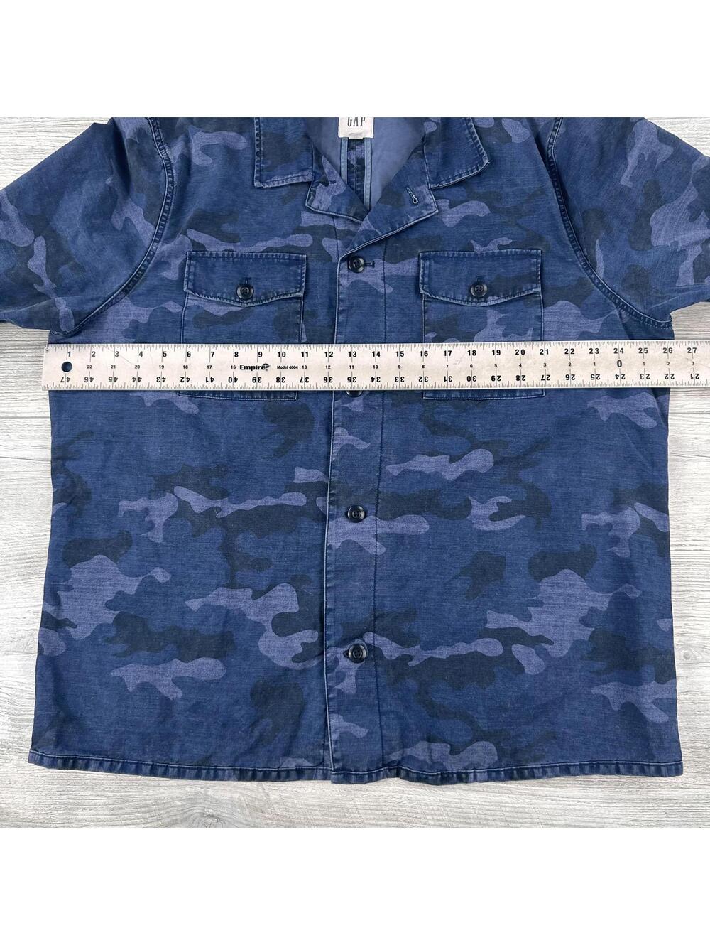 VTG Gap Jacket Shirt Mens XL Blue Woodland Camo Chore Barn Canvas Fatigue Retro - Picture 3 of 6